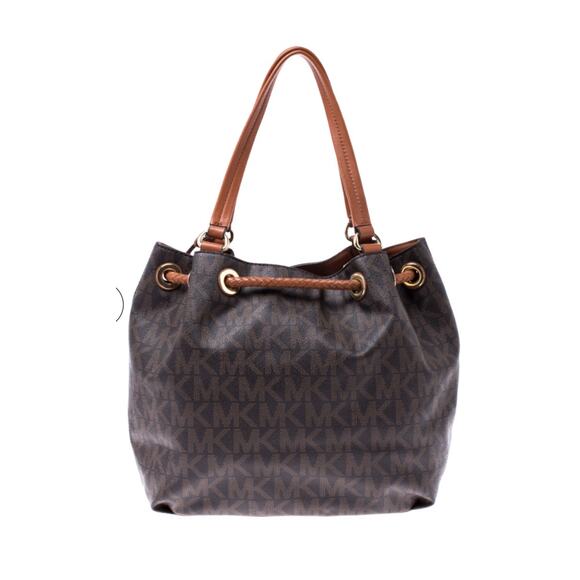 MICHAEL Michael Kors Brown Signature Coated Canvas Drawstring Shoulder Bag - Picture 3 of 16